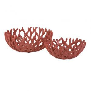 Decorative bowls - CC Home Furnishings Set of 2 Decorative Rust Colored Coral.jpg